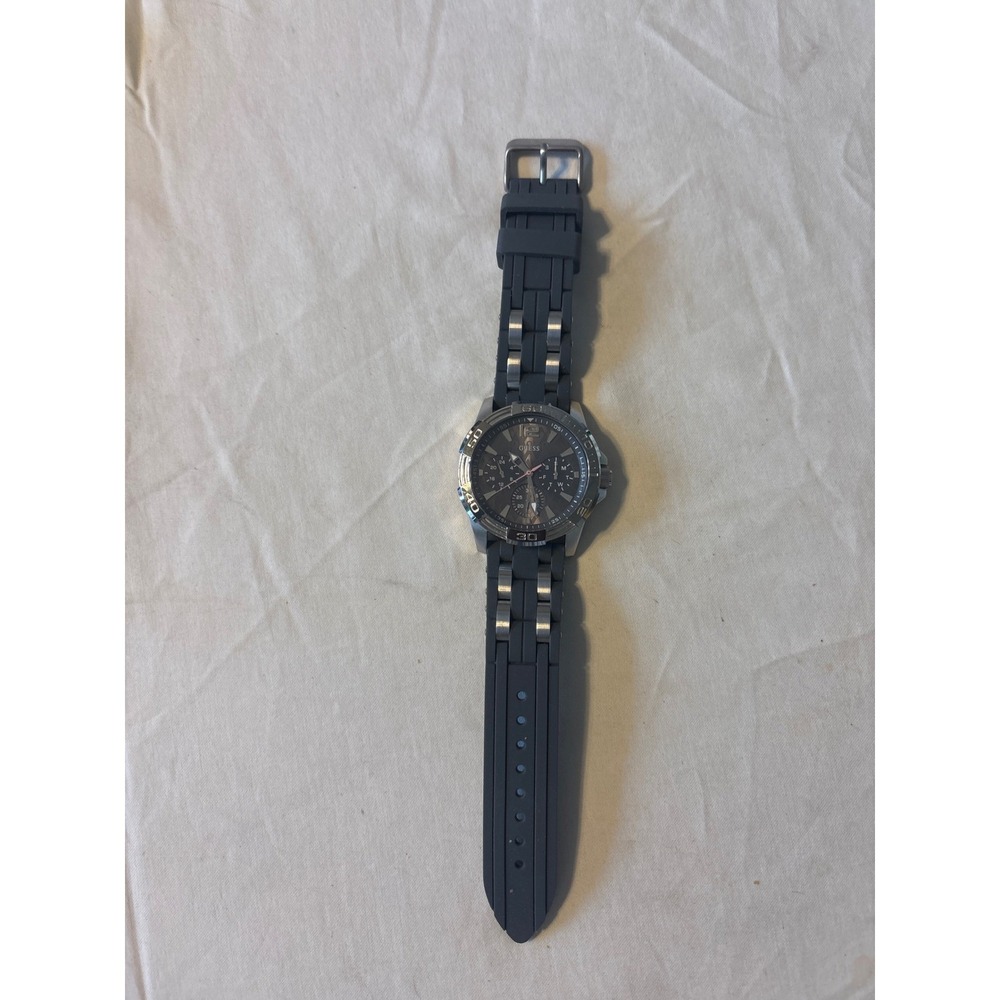 Guess Watch Mens OS Grey Excellent Silicone Strap Multi-Function Sport W0247G3